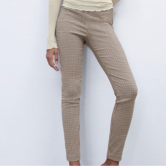 Zara Checkered High Rise Leggings - Picture 1 of 7